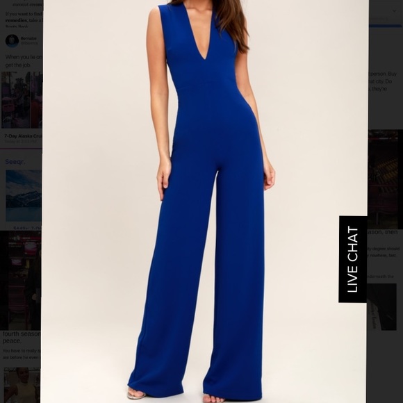 blue backless jumpsuit